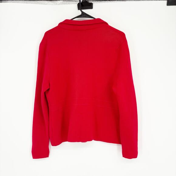 Talbots Petites Red 100% Merino Wool Cardigan Blazer Size LP Business Casual - Picture 2 of 9